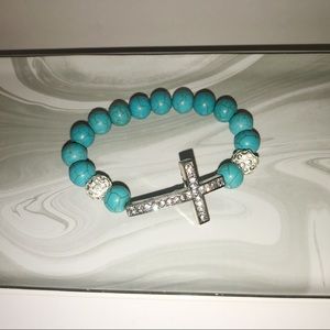 Turquoise marble cross bracelet